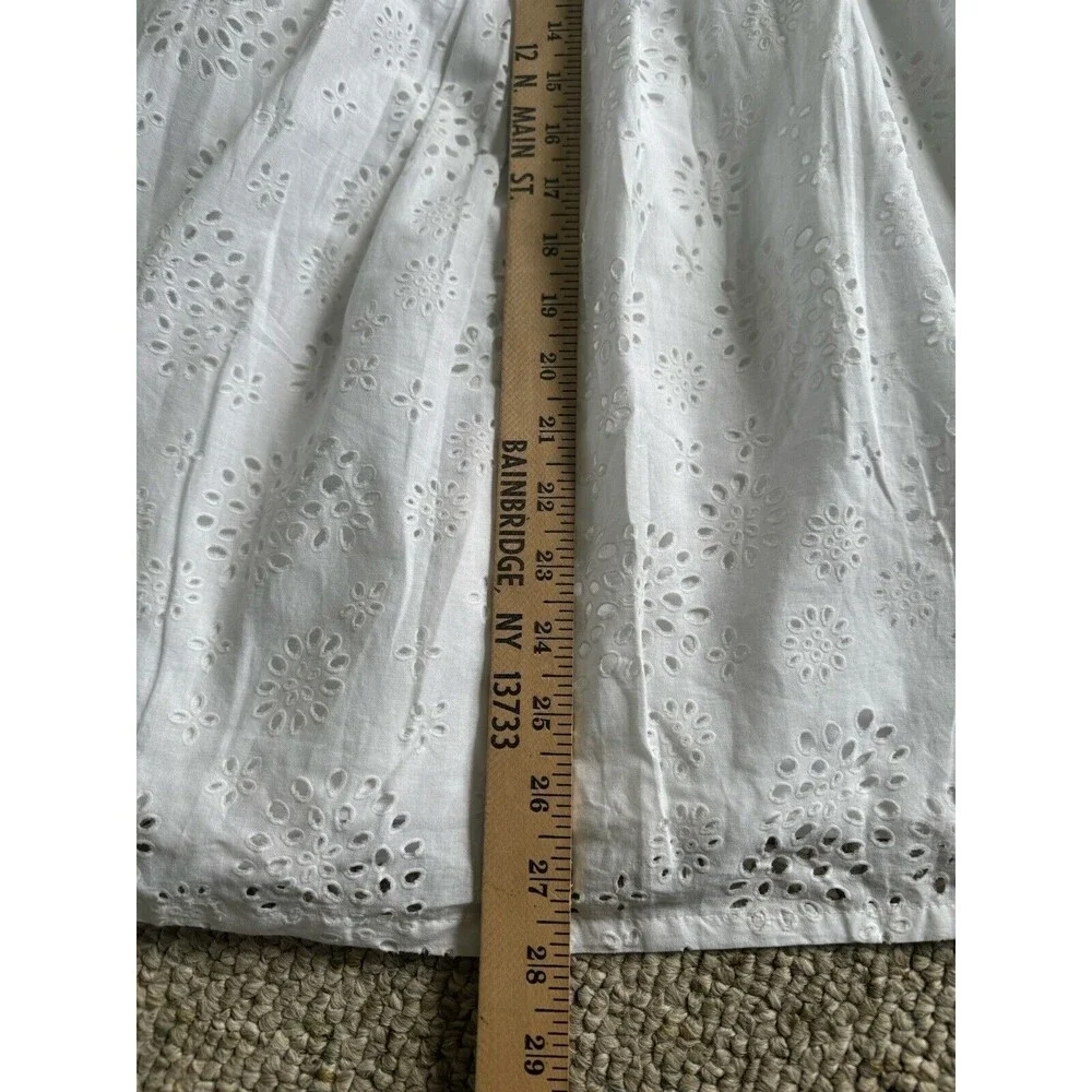 White Cotton Summer Sundress Spaghetti Strap Eyelet Women’s Medium